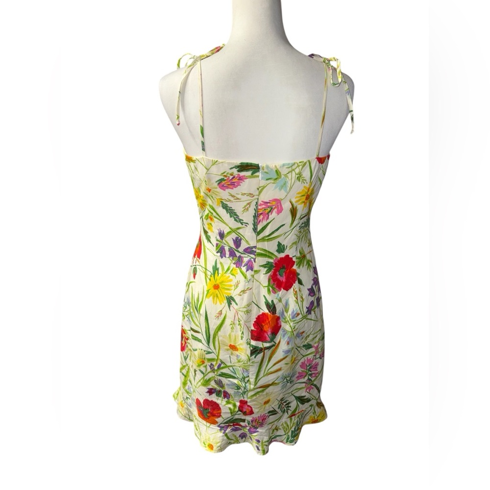 Vintage David Meister Spring Floral Ruffle Hem Sun Mini Dress Spaghetti Strap 6 - Picture 7 of 12